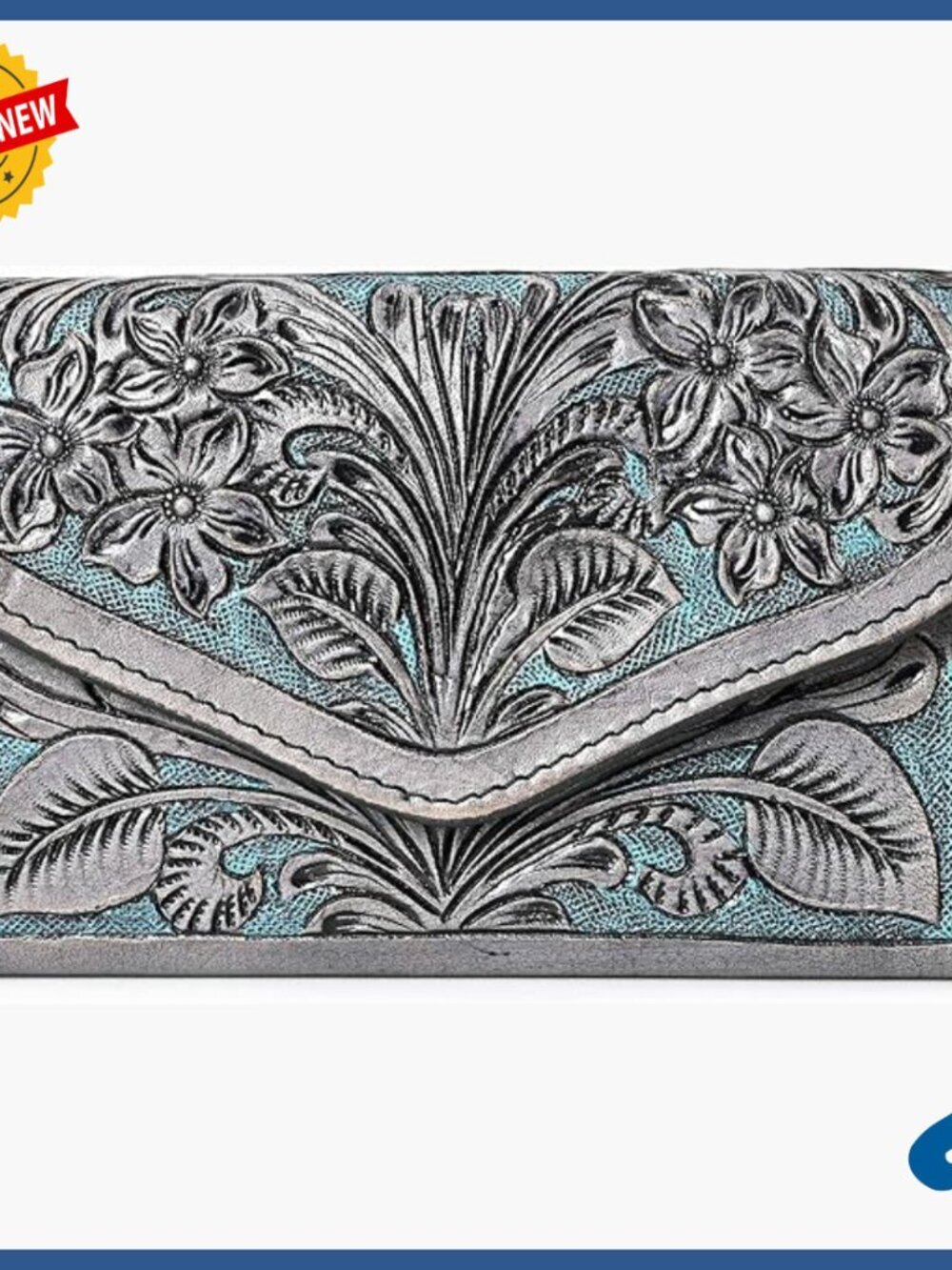 Genuine Leather Women's Wallet RFID Blocking Bifold Clutch Western Floral